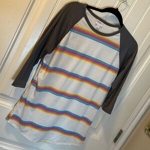 LulaRoe Randy Baseball Tee. Rainbow. Excellent condition. Offers welcome!